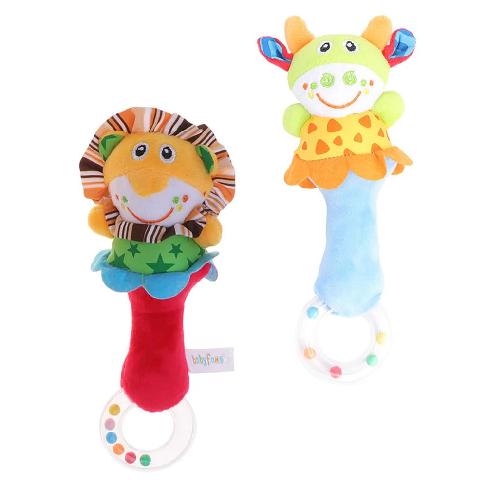 

2pcs Adorable Plush Rattle Ring Toys Baby Rattle Toys Animal Rattle Shakers