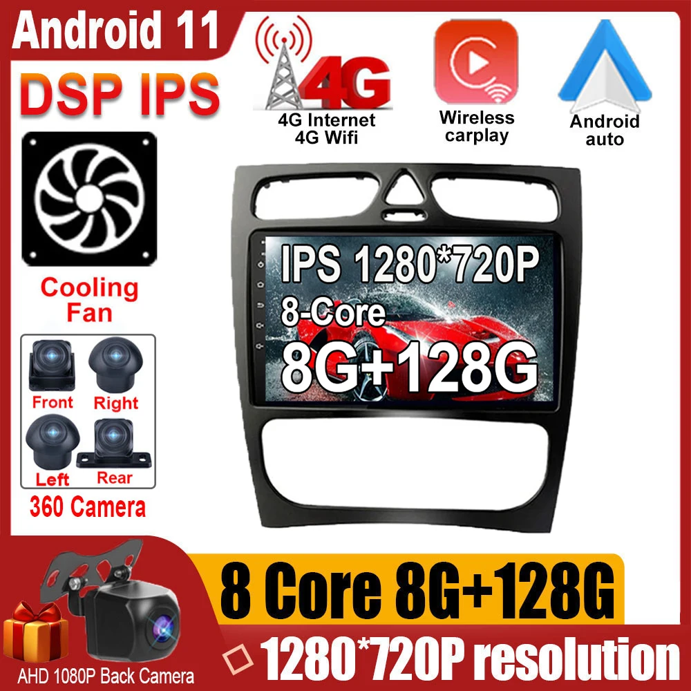 

9 Inch Android 11 For Mercedes Benz C-Class W203 C200 C320 C350 CLK W209 2002 - 2005 Car Radio Player Multimedia GPS Navigation