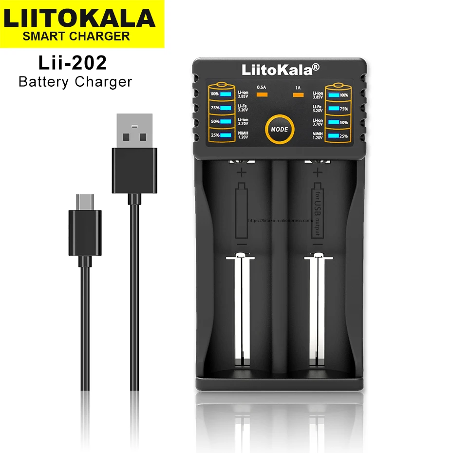 

Liitokala Lii-202 Lii-500 Lii-PD4 Lii-500S Lii-402 LCD 18650 18350 18500 21700 20700 14500 26650 AA NiMH Lithium Battery Charger