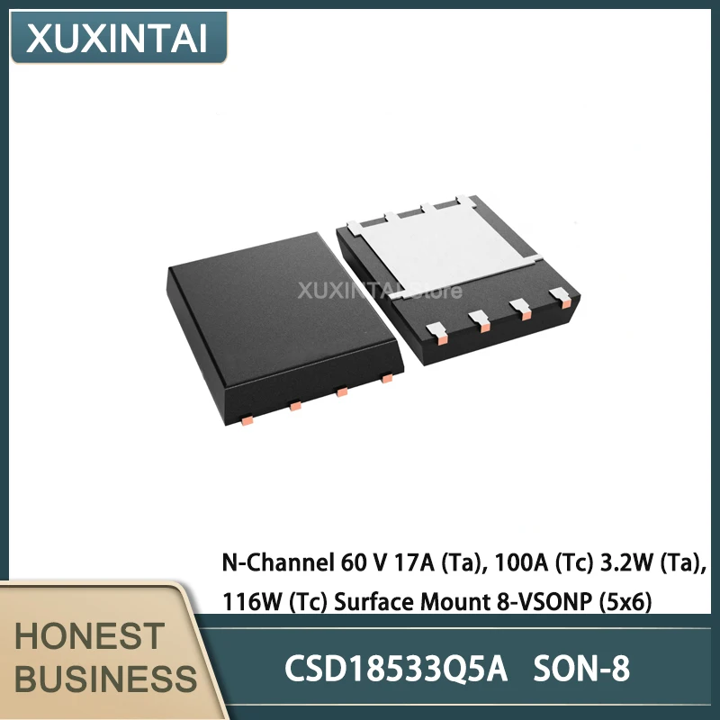 

20 шт./лот CSD18533Q5A CSD18533 N-Channel 60 V 17A (Ta), 100A (Tc) 3,2 W (Ta), 116W (Tc) Поверхностное крепление 8-VSONP (5x6)