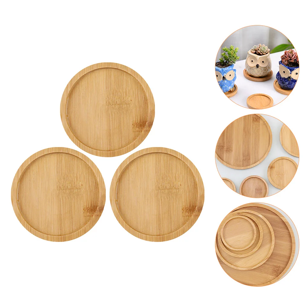 

3pcs Succulent Pot Saucer Round Flower Drip Trays Succulent Pot Wood Trays