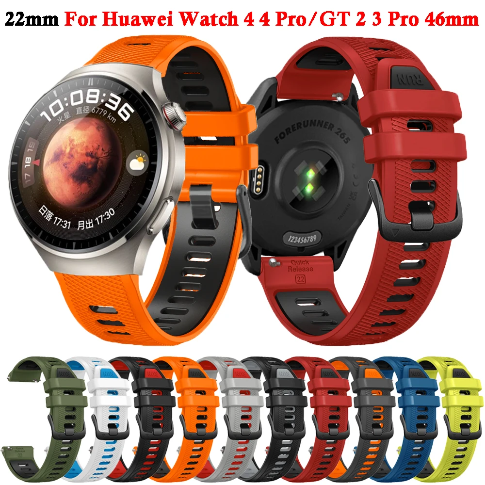 

Ремешок силиконовый для Huawei Watch 4/4 Pro/GT 2 3 Pro 46 мм/Honor Magic, браслет для смарт-часов Huawei GT Runner 46 мм, 22 мм
