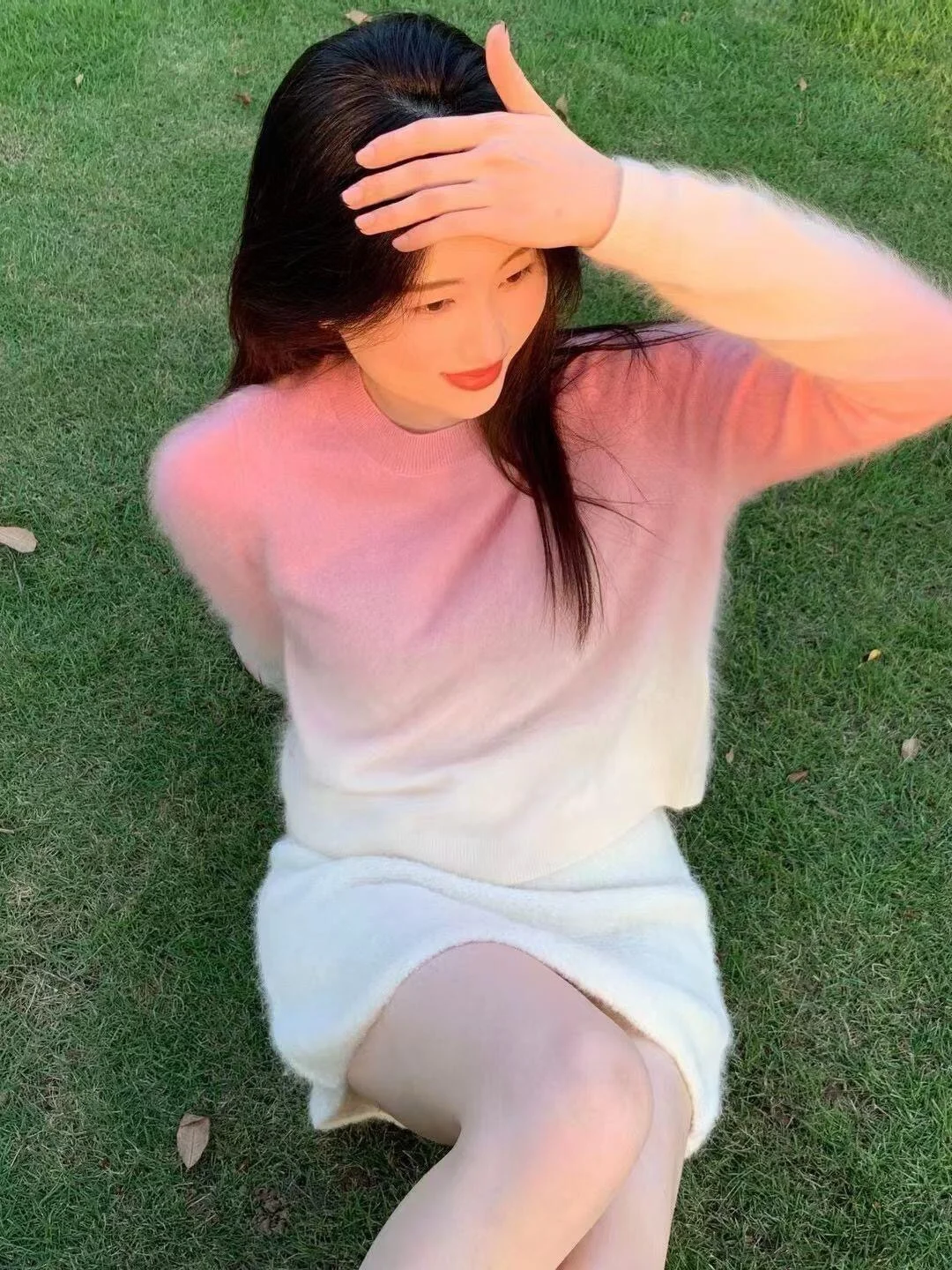 Nanyou 2024 новый осенне-зимний розовый флисовый тканый свитер с длинными рукавами и