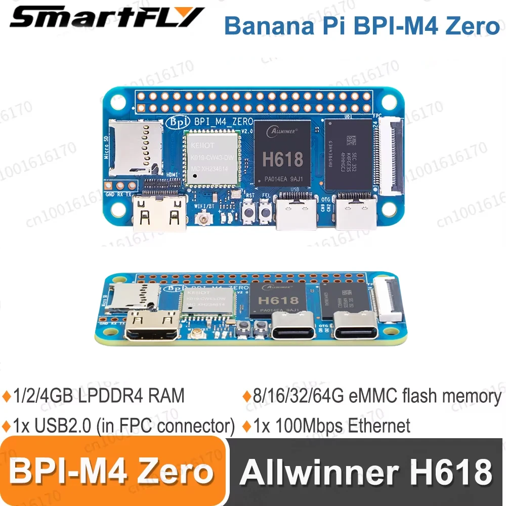 Фото Banana Pi BPI-M4 ZERO 2.4G/5G WIFI 4G LPDDR4 32G eMMC Allwinner H618 Плата разработки ARM Mali G31 Графический процессор Одноплатный компьютер №1
