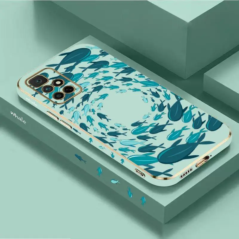 Fish Gather Luxury Plating Phone Case For Xiaomi Redmi 10 10A 12C 9 10C 9T 9A A1 9C Cover