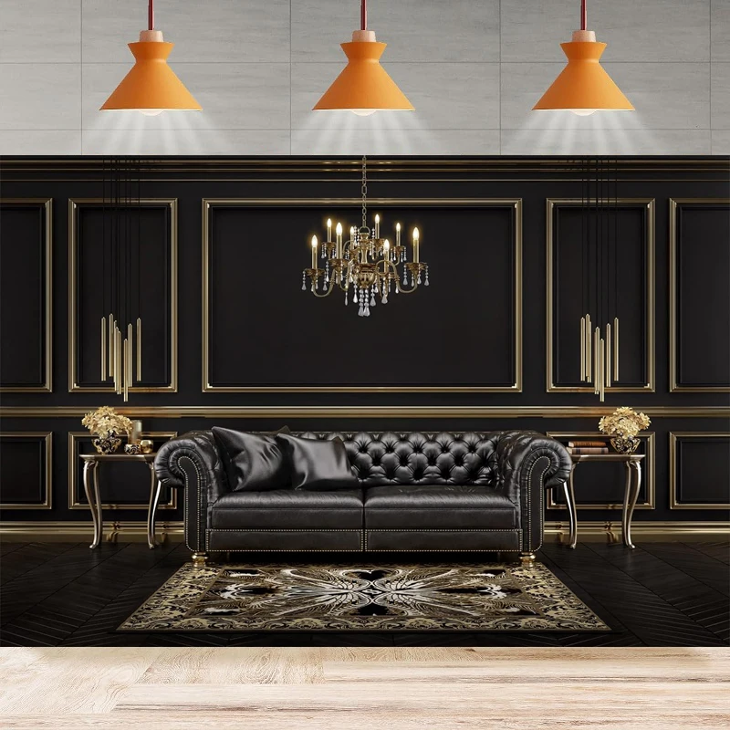 Фон для фотосъемки роскошная люстра кожаный диван 20s Ковры комната внутри