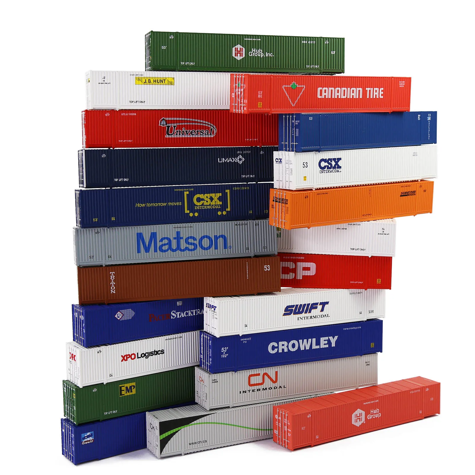 Evemodel N Scale 22 шт. различные бренды 53-футовые контейнеры 53-футовый грузовой ящик с магнитом Evemodel N Scale 22 шт. различные бренды 53-футовые контейнеры 53-футовый грузовой ящик с магнитом