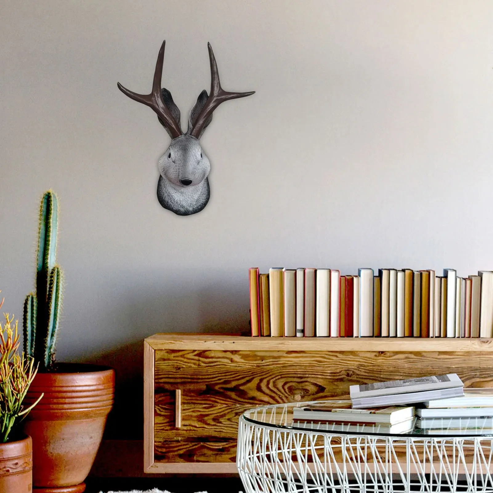 

Rabbit Head Wall Art Jackalope Wall Decor Faux Specimen Animal Head Sculpture The Latest Legend Of Antlers Resin Hangings Wall