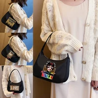 french fashion woman bag commuter shoulder bag handbag for leopard pattern printing underarm bag lady college style