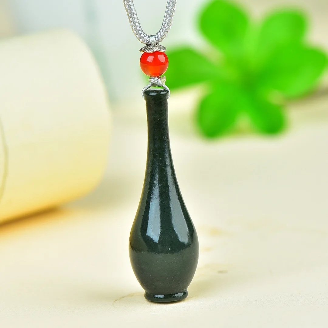 

Natural Hetian Sapphire Vase Pendant Safe Couple Men And Women Jade Necklace Pendant Jewelry Gift