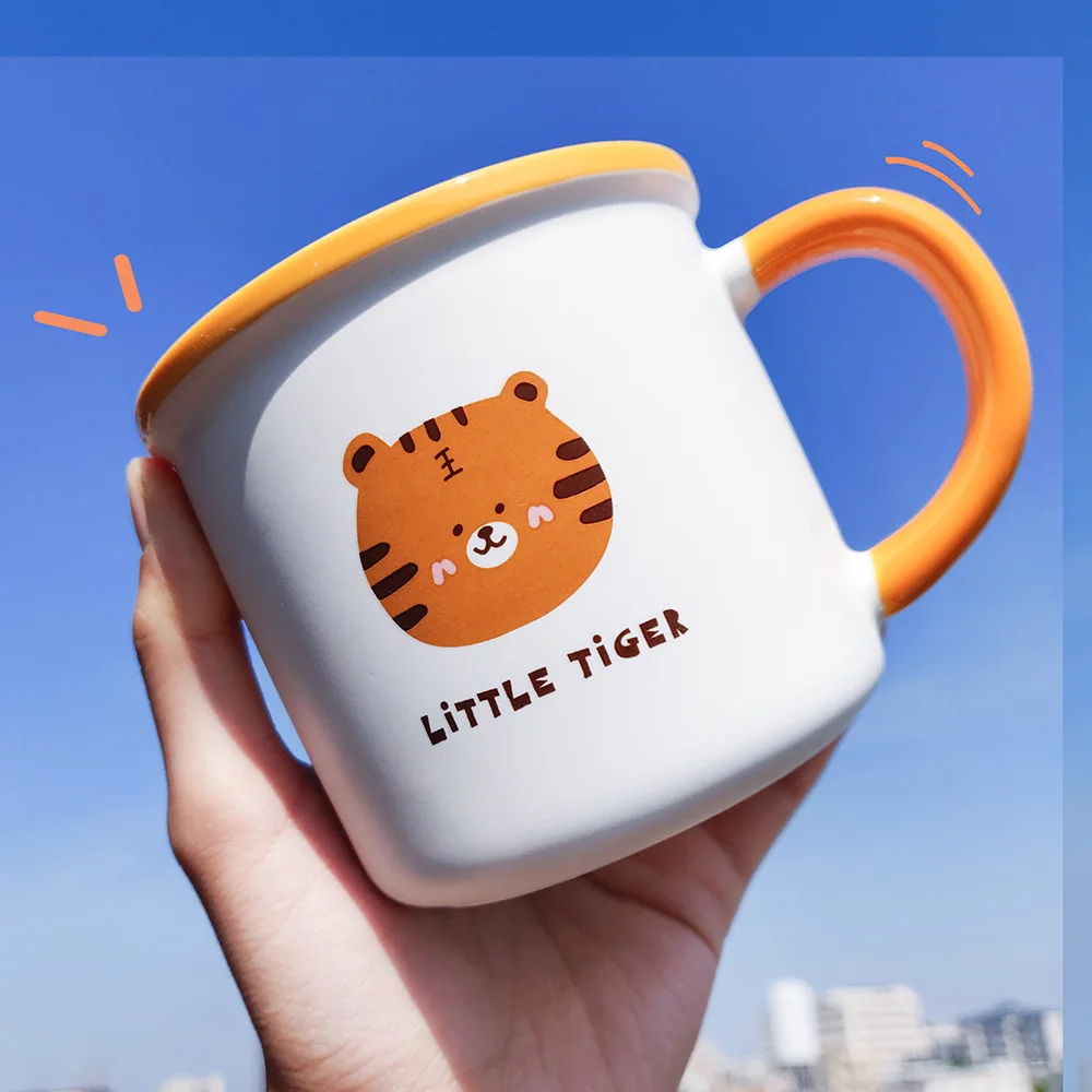 

Кружка Керамическая Ins с милым тигром, семейный креативный подарок на год Тигра, молочная чашка, кружка для завтрака, забавные кофейные чашки