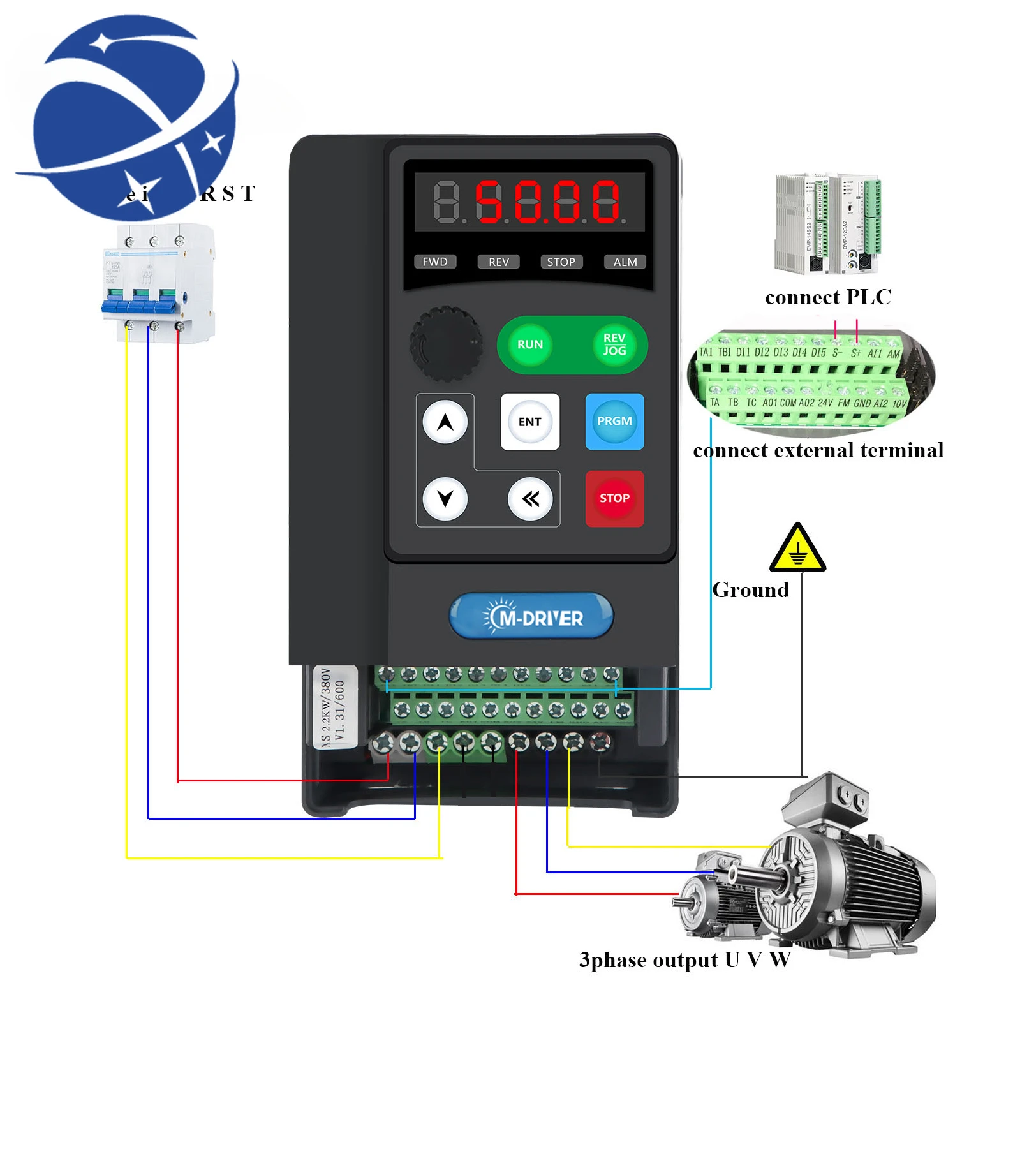 

yyhc 220v 380v frequency converter 0.75kw vfd for electric motor controllers 3 phase ac drive