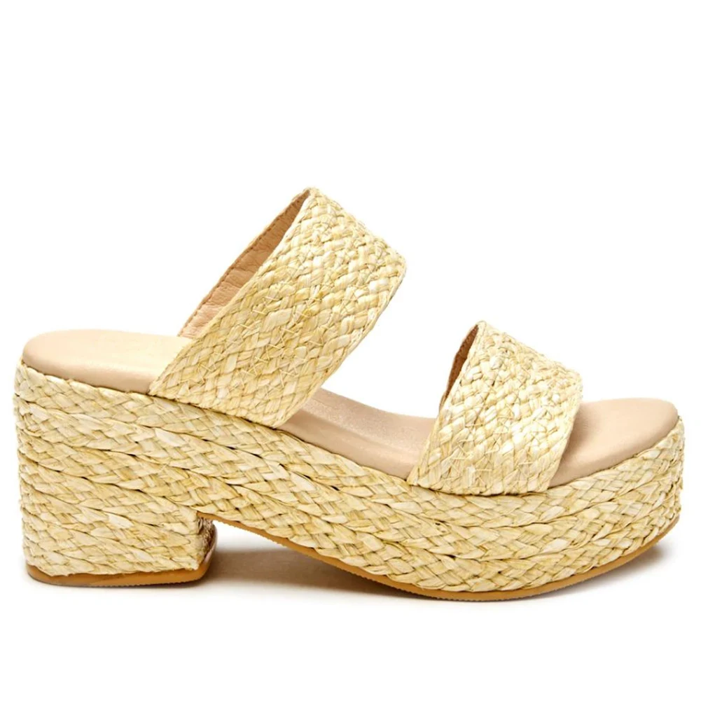 

GIGIFOX Great Quality Big Size Comfy Walking Platform Espadrilles Sandals Square Heels Slipper Mules Summer Women Sandals Shoes