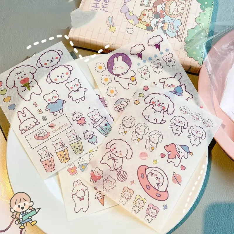 

4Pcs/pack 2Pack Cute Cartoon Sticker Bag Creative Ledger Sticker Bag Instagram Wind Material Diy Children's Gift Stickers