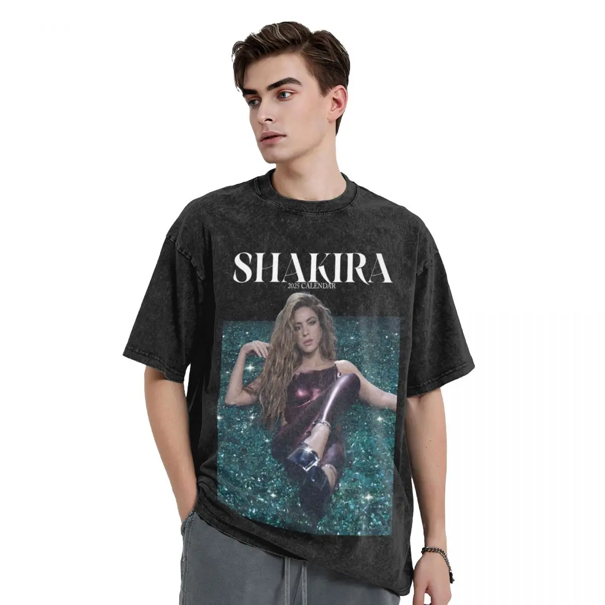 Мужская футболка Shakira Las Mujeres Ya No Lloran 2024 мытые футболки World Tour модная летняя уличная