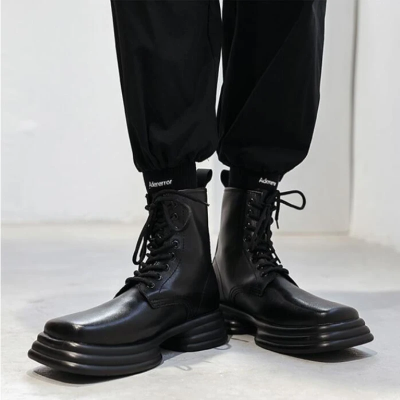 Platform Men's Motorcycle Boots Luxury 