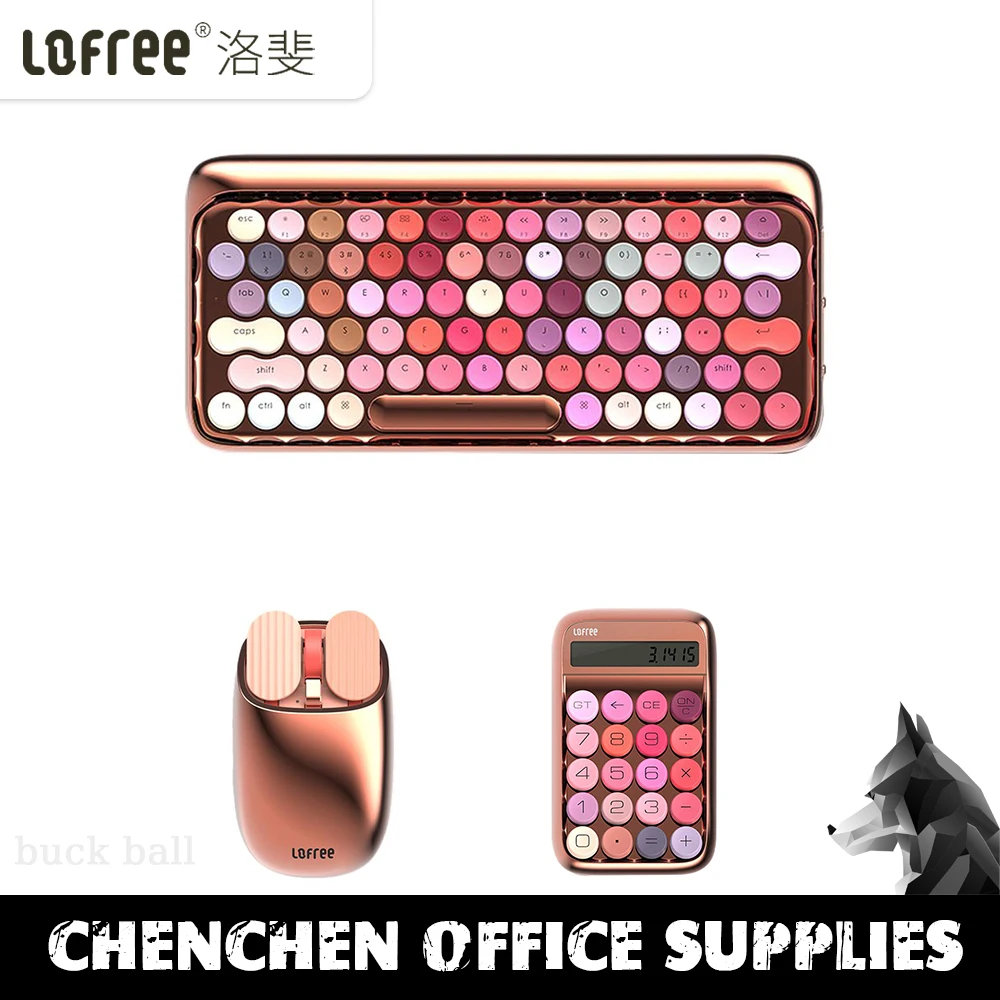 

Lofree Rose Gold Mechanical Keyboard Dot Wireless Bluetooth Mouse Calculator Computer Colorful Office Keyboards Windows Mac Gift
