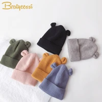 bear baby winter hat for children girls boys knitted baby beanie infant cap warm baby accessories kids hats 1 5y
