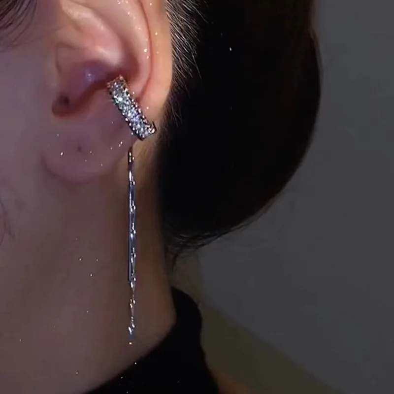

Sparkling Ear Clips Shiny Zircon Korean Style Elegant Simple 2022 Trend Gift For Woman Ear Cuff Jewelry Fine Accessories ER037