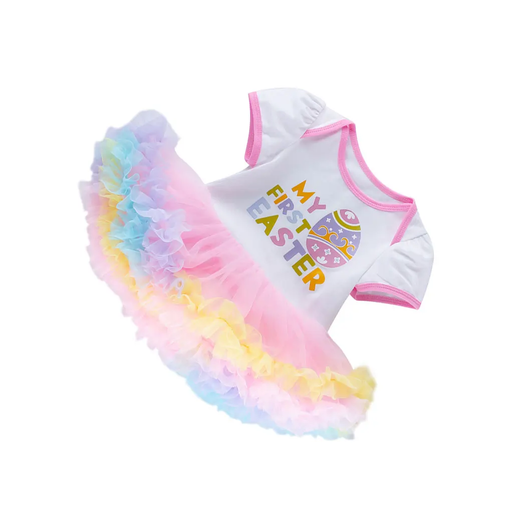 

Детский кружевной комбинезон с принтом пасхального яйца; Комплект одежды для малышей; Повязка на голову; Комплект одежды для новорожденных;...