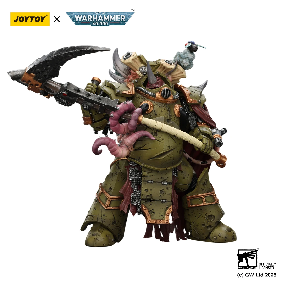 Фото 【MT】H14.0см JOYTOY Warhammer 40K Death Guard Deathshroud Terminator 2 с перчатками Manreaper и Plaguespurter, масштаб 1/18, фигурка №4