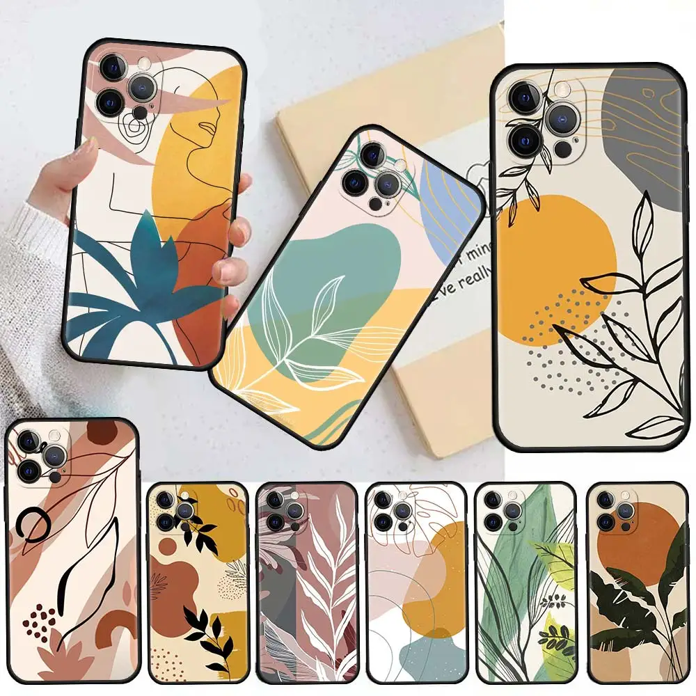 

Case For Apple iPhone 13 11 12 Pro 7 XR X XS Max 8 6 6S Plus 5 5S SE 2020 13Pro Black Phone Cover Capa Abstract Women Face Line