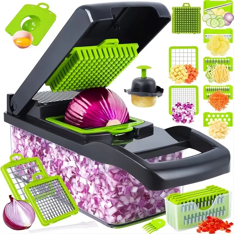 

HMTX 1 Set 12 In 1 Multifunctional Food Dicer, Onion Vegetable Cutter, Vegetable Slicer, Kitchen Gadgets