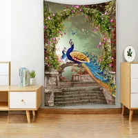 fantasy forest animal peacock butterfly wall hanging tapestry art deco blanket curtain hanging at home bedroom living room decor