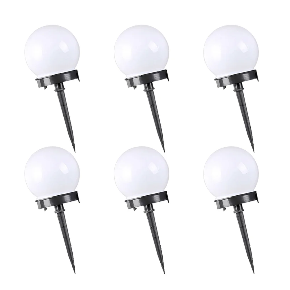 

6 pcs Lawn LED Light Outdoor Solar Powered Waterproof Round Ground Plug Lights for Yard Garden