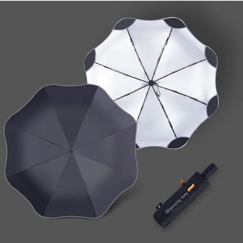 

Anti-UV Full Automatic Business Umbrella 3 Folding Male Female Parasol Sun Umbrella Rain Women Windproof Luxury Umbrella For Men