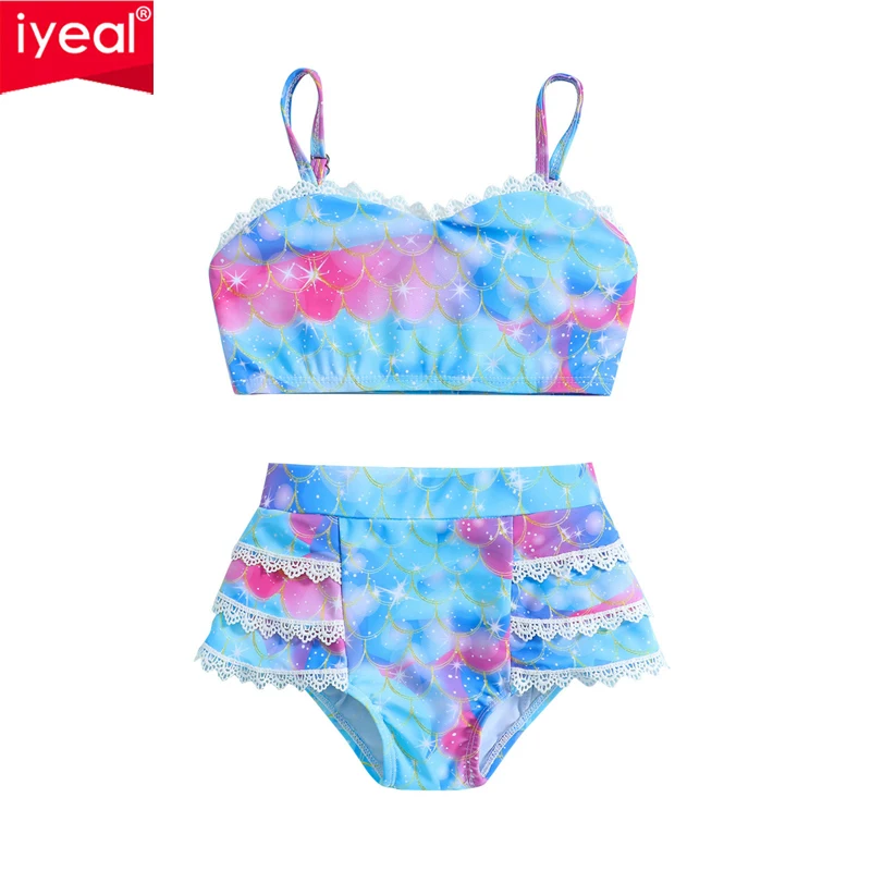 

Купальник IYEAL для девочек, новинка, летний детский костюм с цветочным принтом, Детская крутая пляжная одежда, детское бикини, одежда