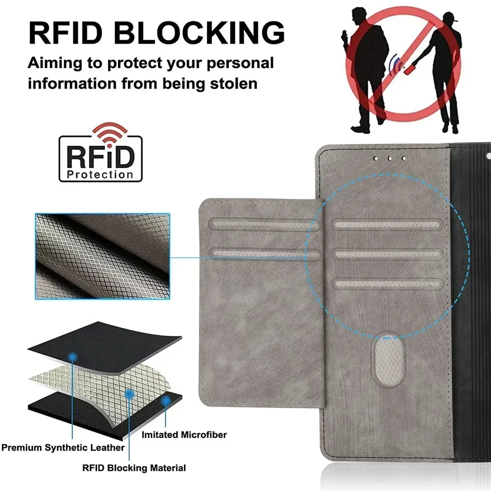 Фото Для TCL 40 NxtPaper 4G флип-чехол на молнии кожаный кошелек RFID чехол для TCL 50 40 30 SE 505 502 501 50XL 405 406 408 30+ чехол №4