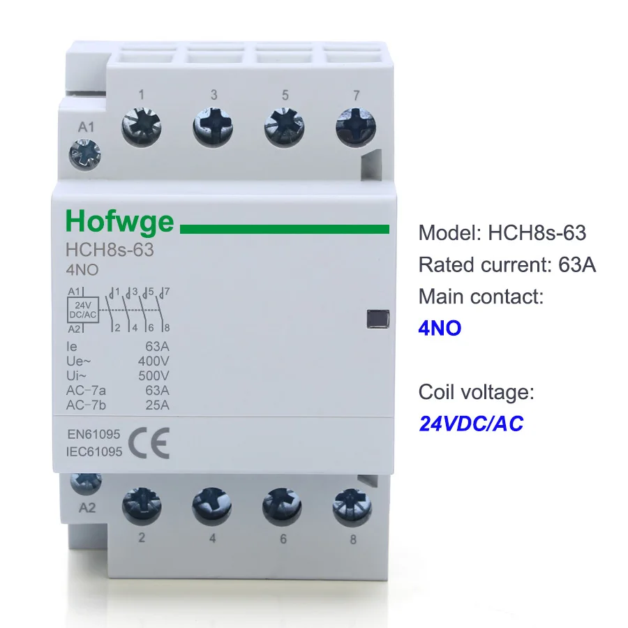 

HOFWGE HCH8s-63 модульный контактор 63A