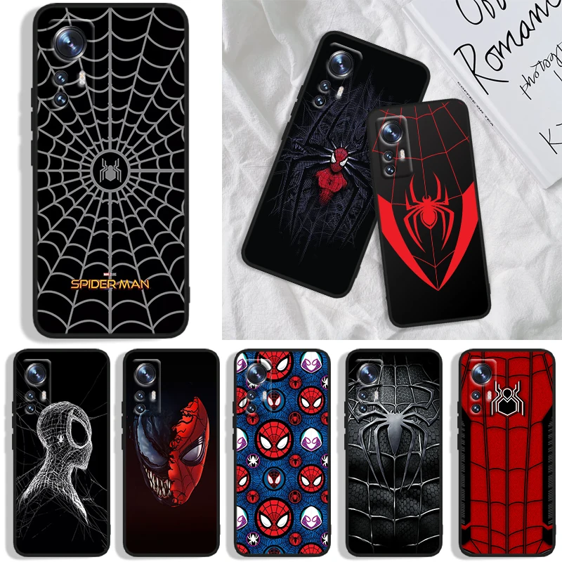 

Marvel Spiderman Logo Phone Case For Xiaomi Mi A1(5X) A2(6X) A3(CC9E) Play Mix 3 8 9 9T Note 10 Lite Pro SE Black luxury Soft