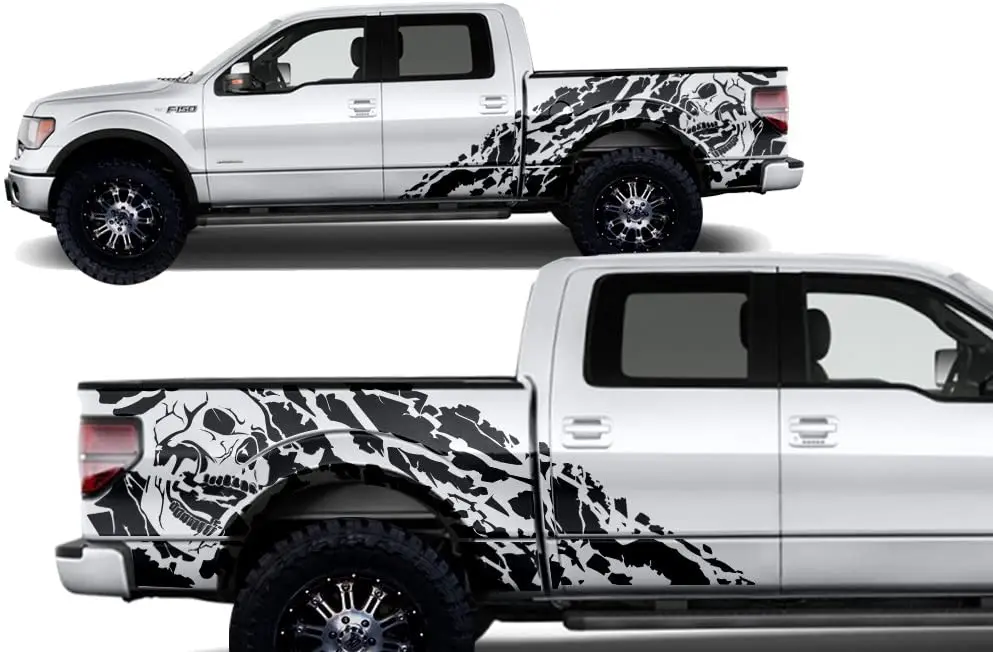

Factory Crafts Nightmare Side Graphics Kit 3M Vinyl Decal Wrap Compatible with Ford F150 SuperCrew 5.5 Bed 20092014 Matte Bl