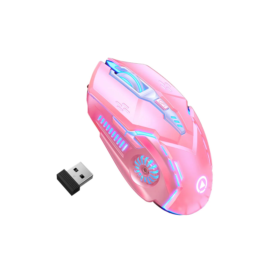 1/2/3 Wireless Gaming Mouse Portable 4 Gears Adjustable Silent USB Charging 2.4GHz 1200/1600/2400/3200DPI PC Mice  Pink