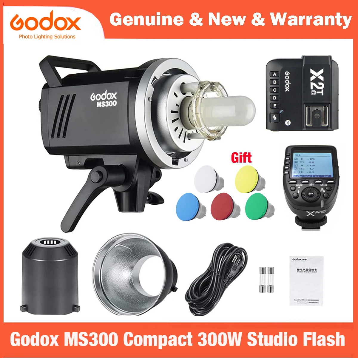 Компактная студийная стробоскопическая вспышка Godox MS300 300Ws Monolight с креплением Bowens
