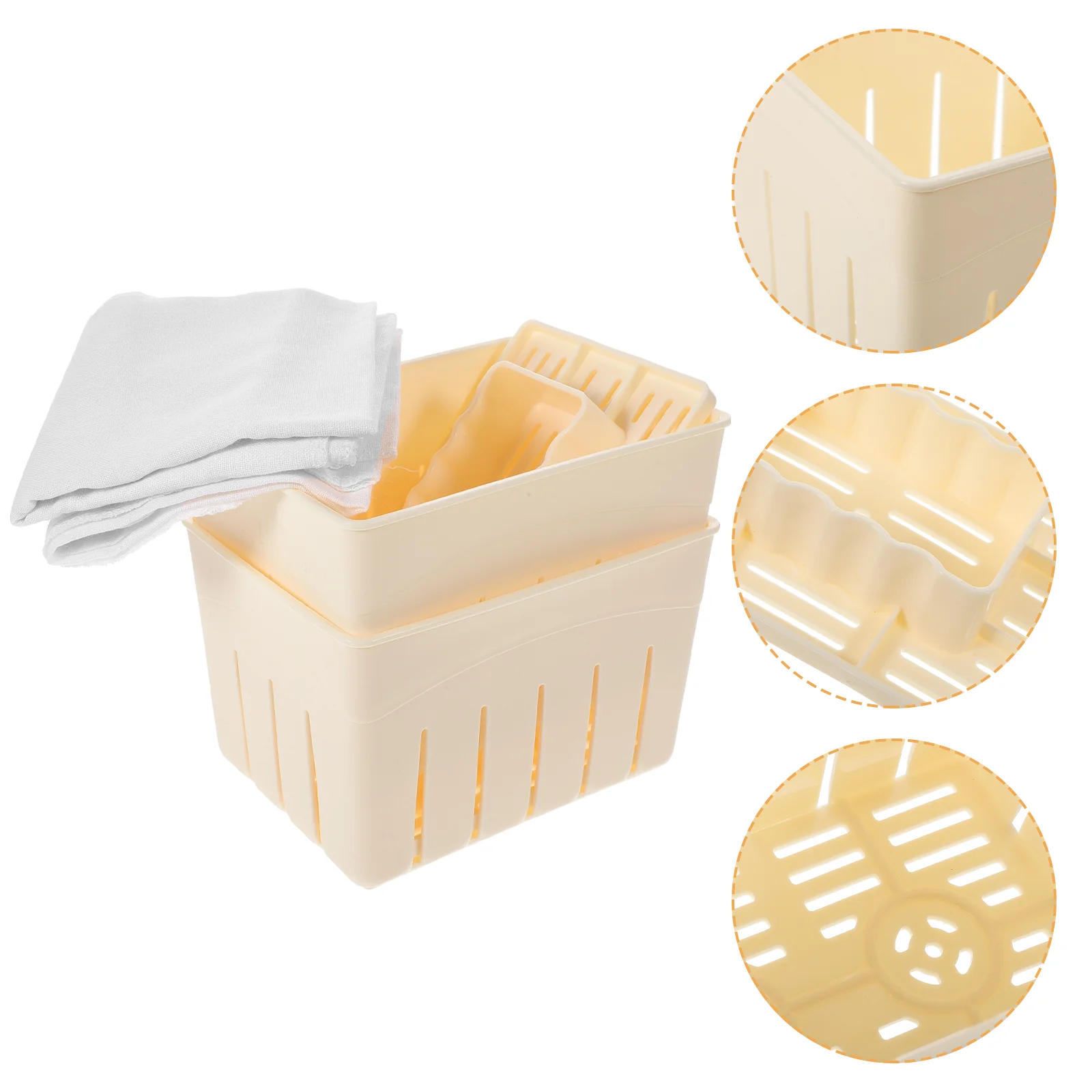 

2 Sets Homemade Tofu Stamper Maker Mold Cheese Cloth Turkey Vegan Making Paneer Press DIY Tools Molds Self Cheesecloth