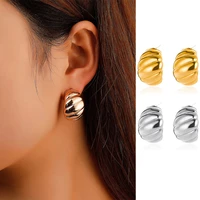 new horn thread stud earrings for women vintage metal c stripe hoop earrings exaggerated jewelry decorations gifts for girls