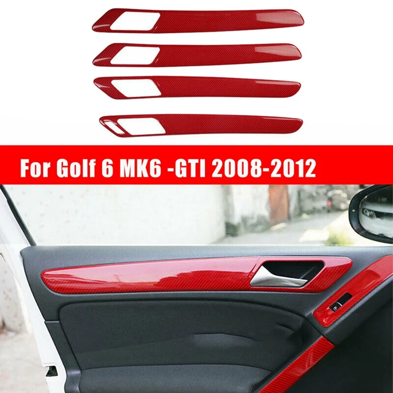 

Red Carbon Fiber Interior Inner Door Handle Cover Trim Panel Strip Decoration for Golf 6 MK6 - 2008-2012 Accessories-boom