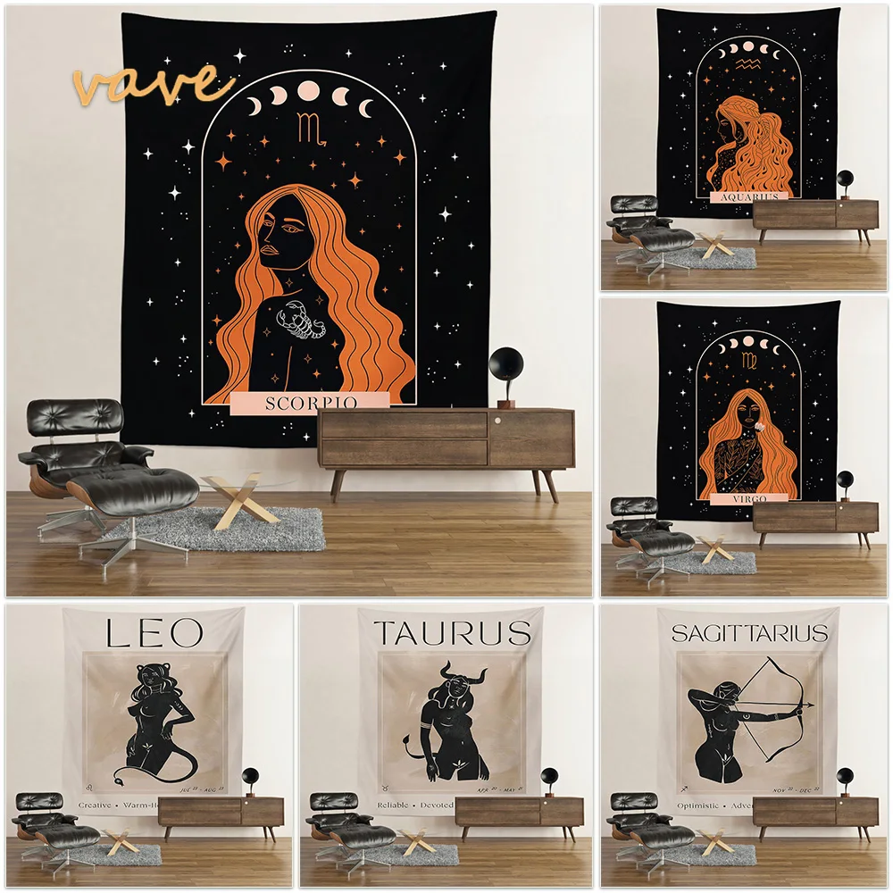 

Tarot Constellation Tapestry Wall Hanging Sun and Moon Trippy Boho Hippie Psychedelic Tapestry for Bedroom Aesthetic Room Decor