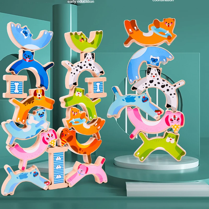 

Dog Balance Jenga Strongman Early Childhood Hand-eye Coordination Toy Parent-child Interactive Educational Toy