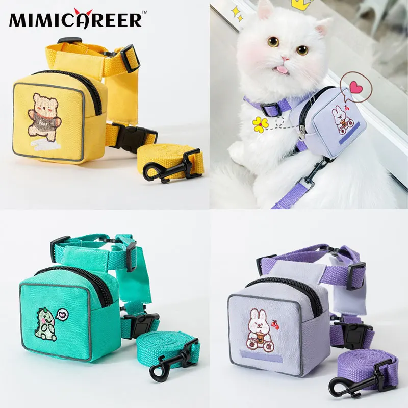 

Cat Little Bag Backpack With Rope Vest Outdoors Collar Harnesses Small Dog Chest Strap Kitten Puppy Leash Chain Pet Accessoris