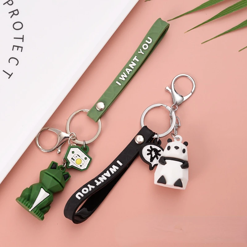 

Creative cartoon geometric section animal key chain pendant cute dinosaur panda car bag decoration small gift