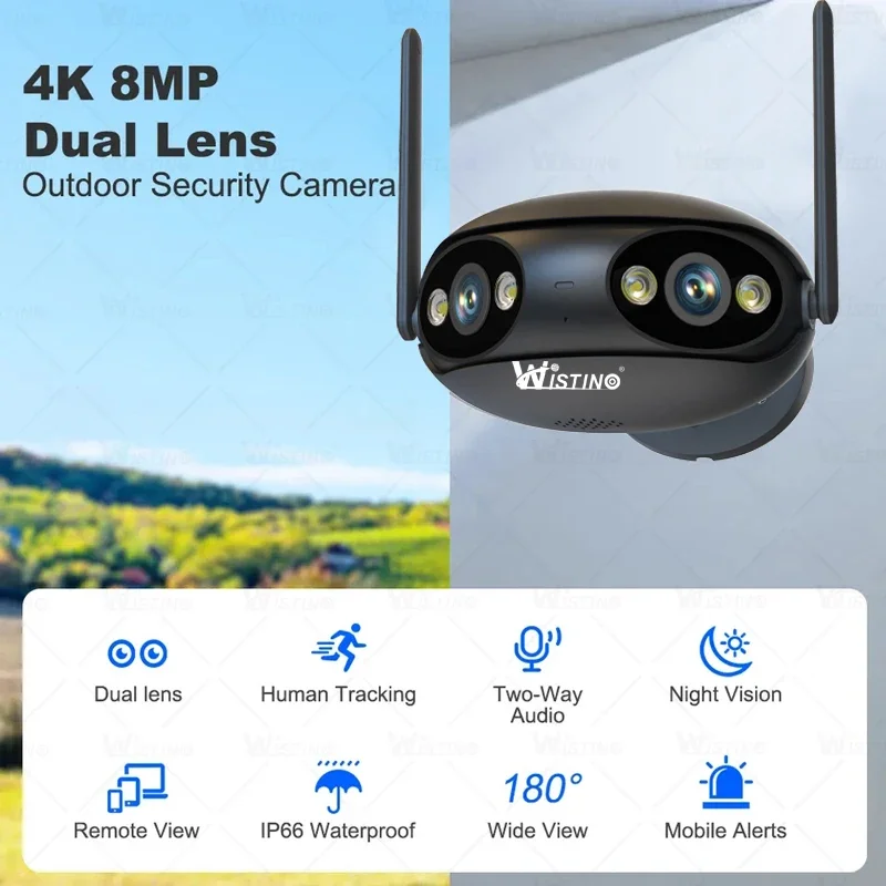 Wistino 4-канальный POE 4K комплект безопасности двустороннее аудио 180 градусов двойной