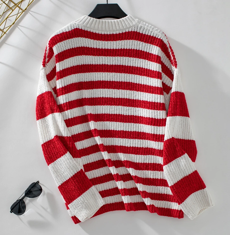 Повседневный Модный женский полосатый пуловер с блокировкой свитер для женщин