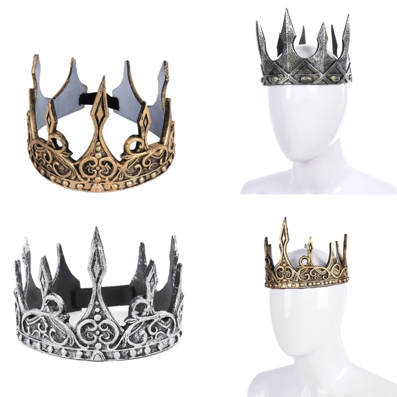 Royal-King Crown PU Foam Crown Headband Antique Tiara-Headband-Cosplay Imperial Crown for Halloween Party-Cosplay Props DXAA