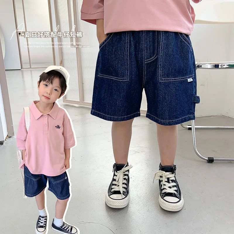 

2022 Kids Shorts Elstic Waist Above Knee Length Straight Loose Simple Fashion Modern Comfortable Summer Children Unisex