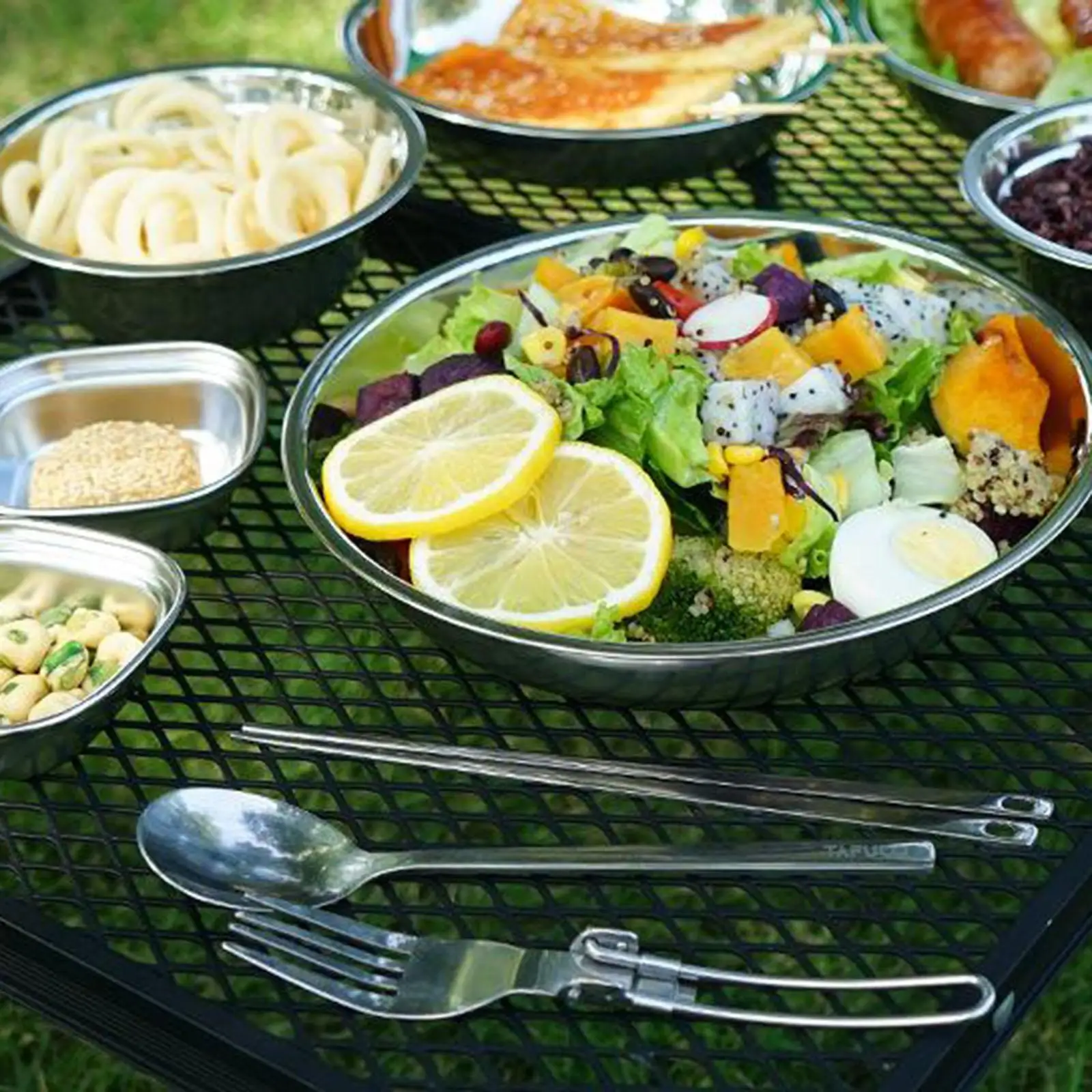 

17x Camping Outdoor Hiking Picnic BBQ Stainless Steel Dish Bowl Dishes