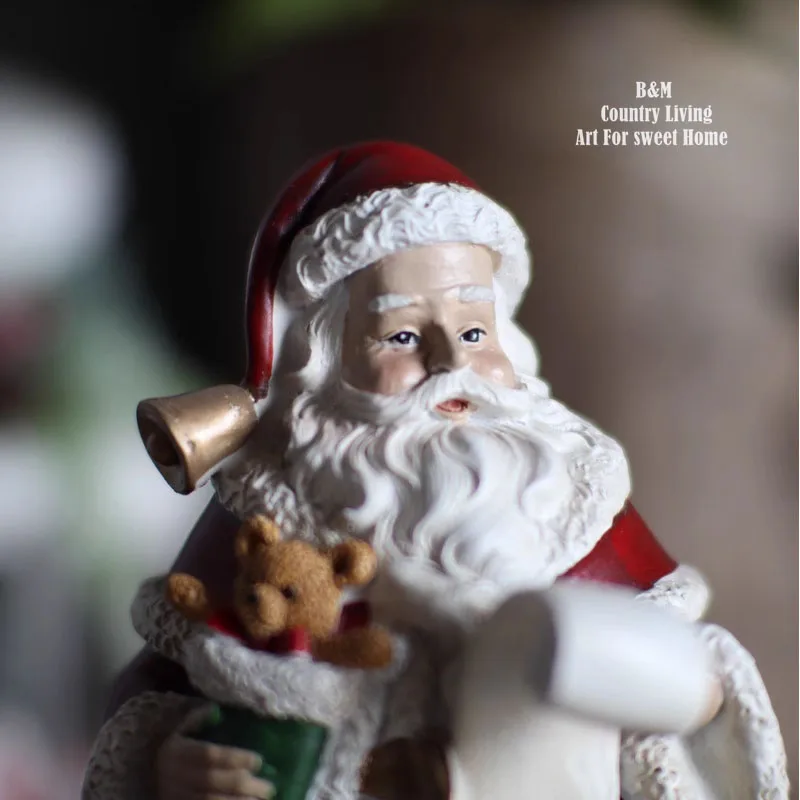 

Американская винтажная полимерная скульптура Санта-Клауса, украшения для гостиной, спальни, статуя, поделки, рождественские подарки, ландшафтный Декор